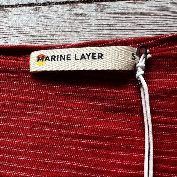 Marine Layer Ava Wrap Top Bell Sleeves Red Stripe Size Small NWT - Picture 7 of 9